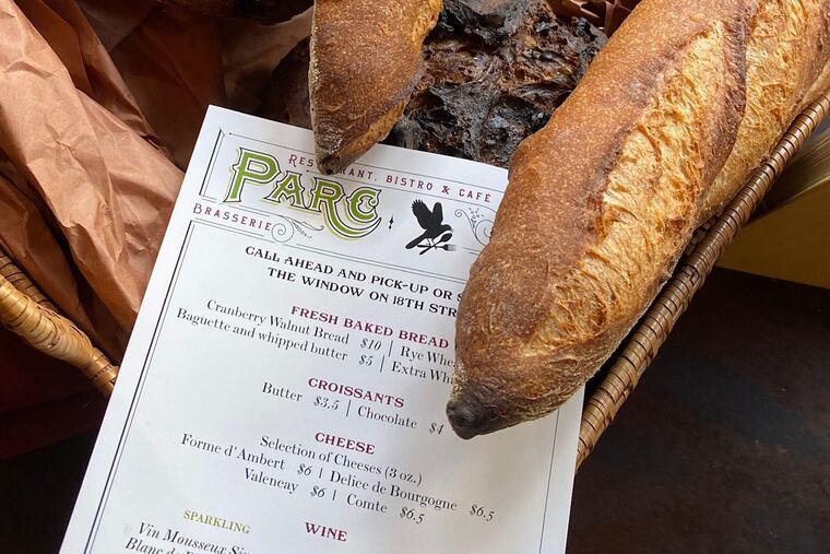 Parc is selling a limited menu including bread, cheese, and wine through its 18th Street window.