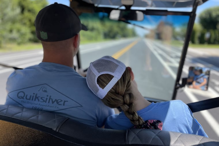 South Jersey Electric Vehicle customers cruise around the Shore in one of the company's vehicles. The street-legal golf carts have grown in popularity in the years since the pandemic, and police say there have been no major accidents.