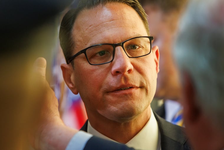 Pennsylvania Gov. Josh Shapiro, pictured here at a news conference in April, met with female Democratic state senators on Wednesday a week after one of his top aides resigned following a sexual harassment complaint filed against him. Shapiro has yet to publicly address the departure of former Secretary of Legislative Affairs Mike Vereb.