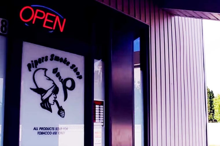 The store front of the now-closed Piper’s Smoke Shop in Limerick, Montgomery County. The owner of the shop was convicted Nov. 20, 2017 of selling drug paraphernalia.