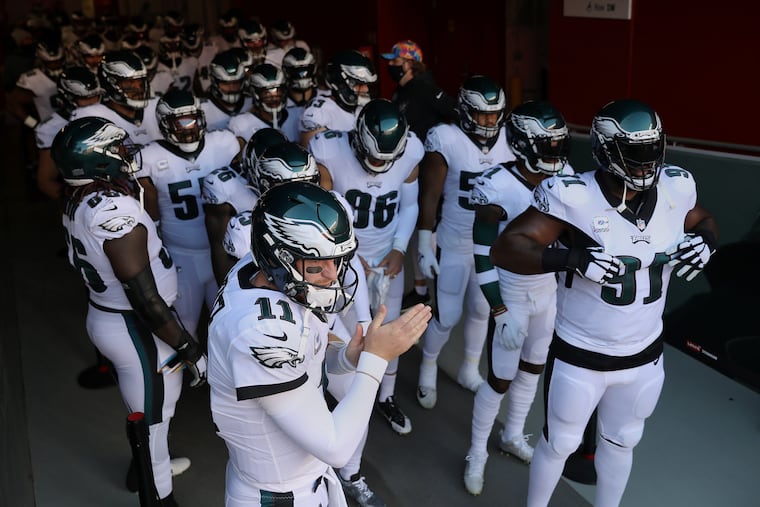 Can Carson Wentz (11) lead the Eagles to two straight wins after an 0-2-1 start? Philadelphia enters Pittsburgh looking to hand the Steelers their first loss.