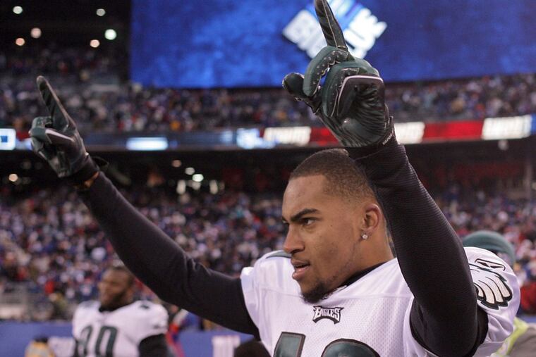 Former Eagles wide receiver DeSean Jackson celebrates his game-winning punt return for a touchdown against the Giants on Dec. 19, 2010. That game ranks as the most miraculous of the Eagles’ four Miracles at the Meadowlands.