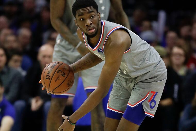 Sixers guard Shake Milton dribbles the basketball against the Washington Wizards on Friday, November 30, 2018 in Philadelphia.