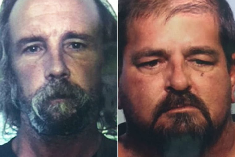Robert Sanders (left) and George Shaw, charged in connection with the 1984 death of 14-year-old Barbara Rowen. Both have been sentenced to prison.