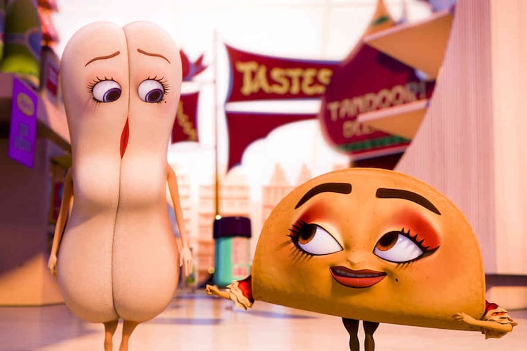Brenda (voiced by Kristen Wiig) and Teresa (Salma Hayek) in a scene from Seth Rogen's very raunchy, very funny "Sausage Party."
