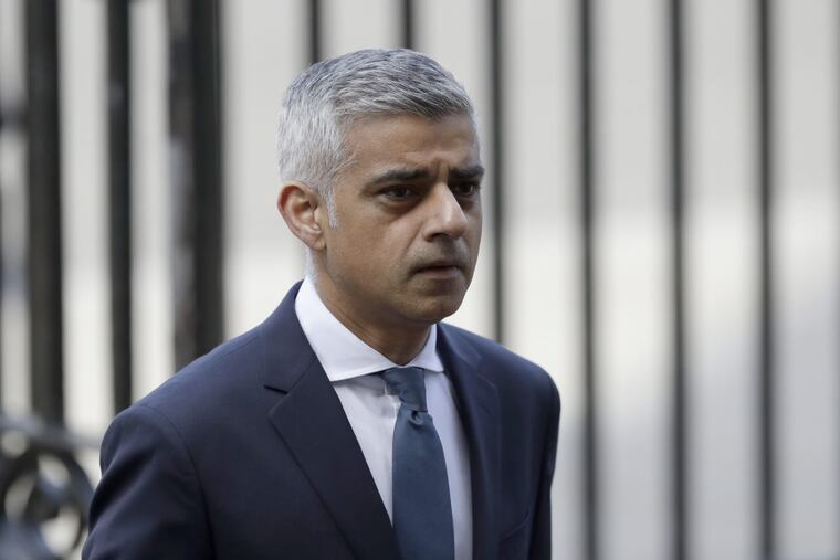 London mayor Sadiq Khan arrives for a "Service of Hope" at Westminster Abbey, two weeks after the March 22 London terror attack, in London, Wednesday, April 5, 2017.