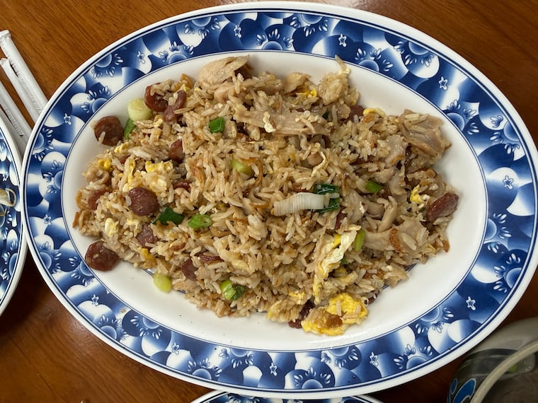 The Bai Cha Sach Mon (chicken fried rice with chinese sausage) at Heng Seng Restaurant, 2217 S. Seventh St.