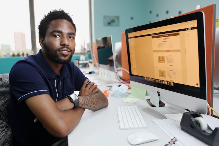 Michael Cassel, an intern at Hopeworks, at the organization's office in Camden.