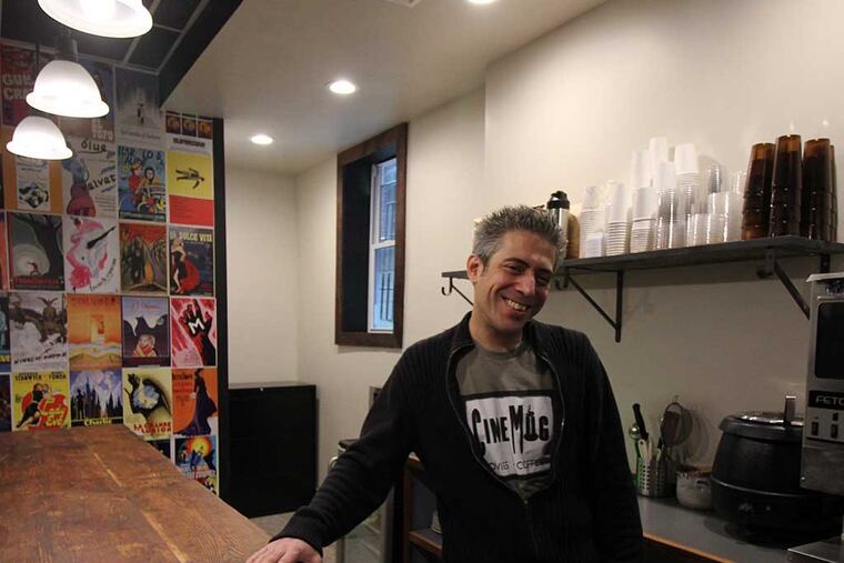 Owner Dan Creskoff behind the counter of CineMug, 1607 S. Broad St.