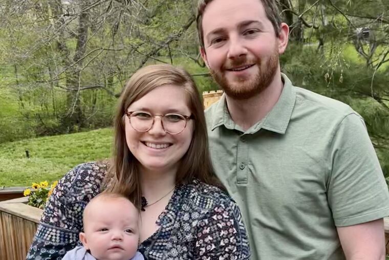 Elana and Daniel with baby Adina at her first Passover