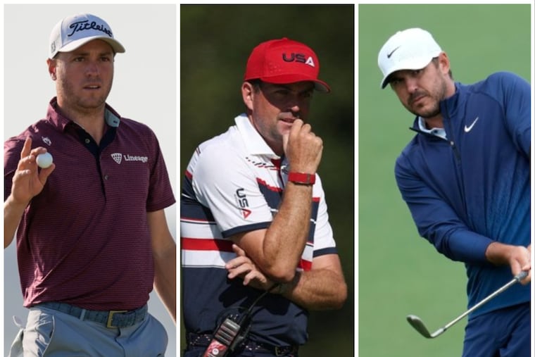 Left to right: Justin Thomas, Keegan Bradley, and Brooks Koepka are all looking forward to playing the PGA at Aronimink.