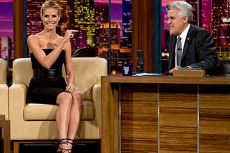 Jay Leno, shown here with Heidi Klum, is getting a new show on NBC after he hands over "The Tonight Show" to Conan O'Brien. Leno's new show will debut next fall.