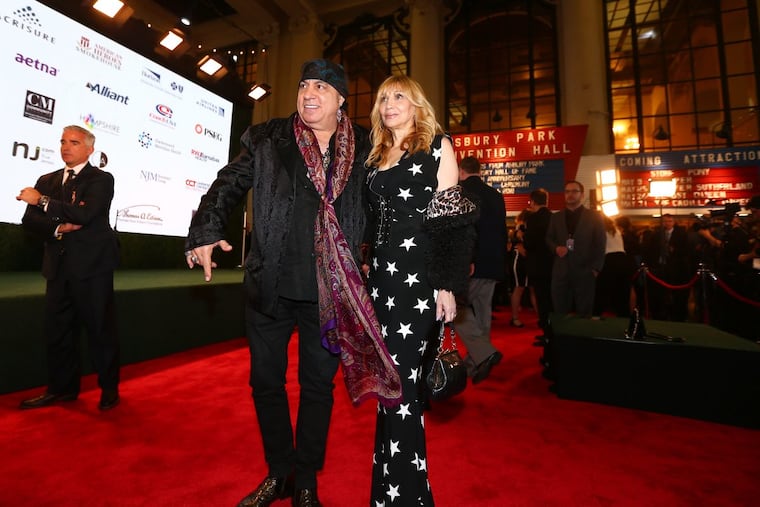 Musician and actor Steven Van Zandt and wife Maureen walk the red carpet in preparation for the induction ceremony at the New Jersey Hall of Fame, Sunday, May 6, 2018, in Asbury Park, N.J.