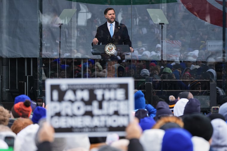 Vice President JD Vance speaks at a rally ahead of the March for Life in Washington on Friday.