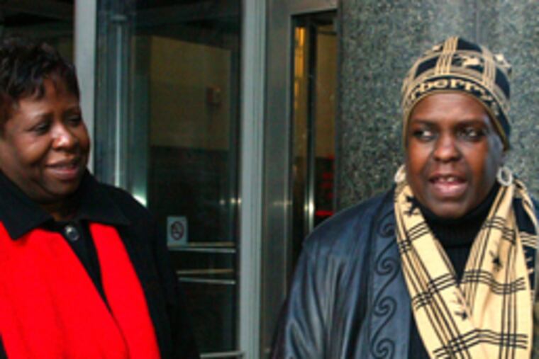 Victim Terrell Pough's mother, Elizabeth Pough (right), and grandmother, Jean Pough, leave court after yesterday's verdict.