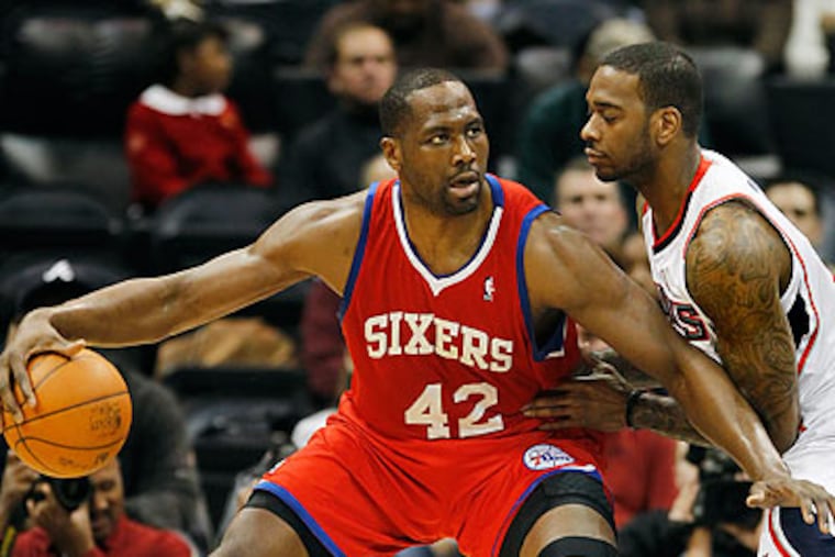 Elton Brand recorded 17 points, five rebounds and three assists in the 76ers' rout of the Hawks. (John Bazemore/AP)