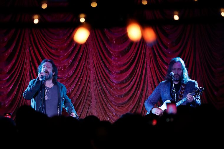 Chris Robinson (left) and Rich Robinson perform during the Brothers of a Feather acoustic show in the Foundry at the Fillmore on Friday, Feb. 21, 2020. The Black Crowes bros are reunited, with an upcoming summer tour that will include the BB&T Pavilion in Camden.