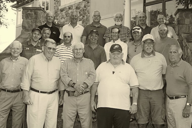 Some of the players and coaches from Springfield-Montco's 1970 football team gathered last year for a reunion at Mainland Golf Course in Harleysville.