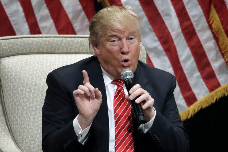 Republican presidential candidate Donald Trump speaks at a rally at Lenoir-Rhyne University in Hickory, N.C.