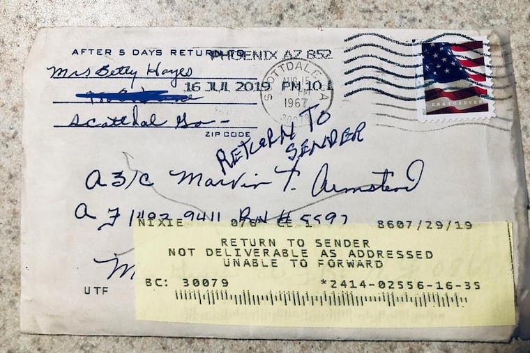 A letter written in 1967 showed up in the mailbox of a suburban Atlanta home 52 years later. Courtesy Tene Tucker