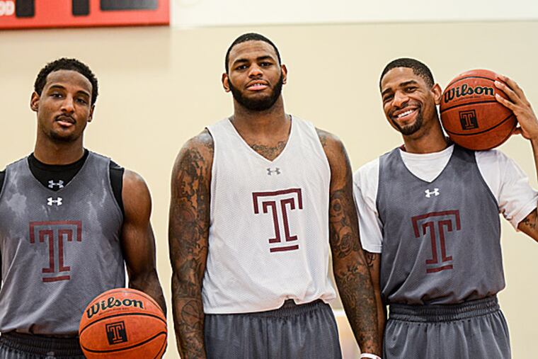 Temple's Devin Coleman, Jaylen Bond and Jesse Morgan. (Andrew Thayer/Staff Photographer)