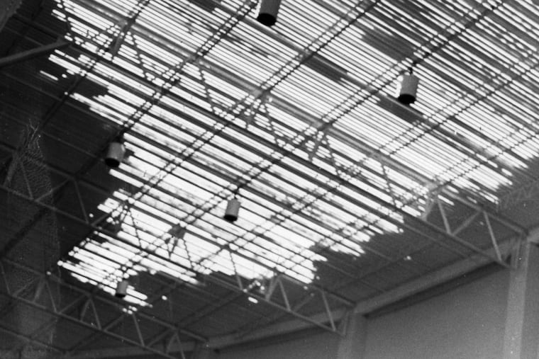 Roof over the Spectrum was ripped off by wind. Feb 1968.