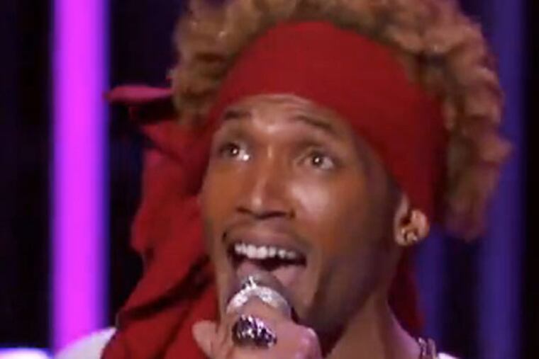 Chris Watson, a Dover, Del.-raised singer-songwriter who lives in New Jersey, performing animatedly during 2013 group auditions for "American Idol," with inset showing his sedater side during 2007 tryout.