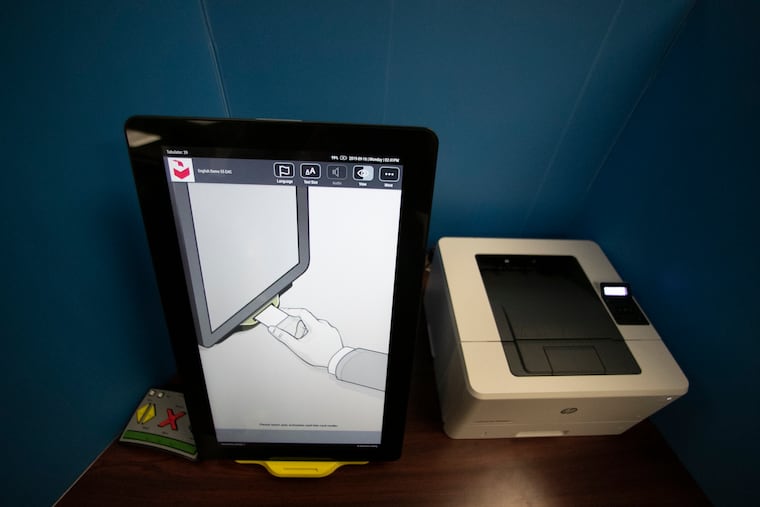 In this Sept. 16, 2019, photo, a Dominion Voting Systems voting machine is seen in Atlanta.