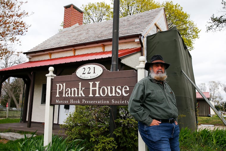 Michael Manerchia in stands on the property of the Plank House in Marcus Hook.