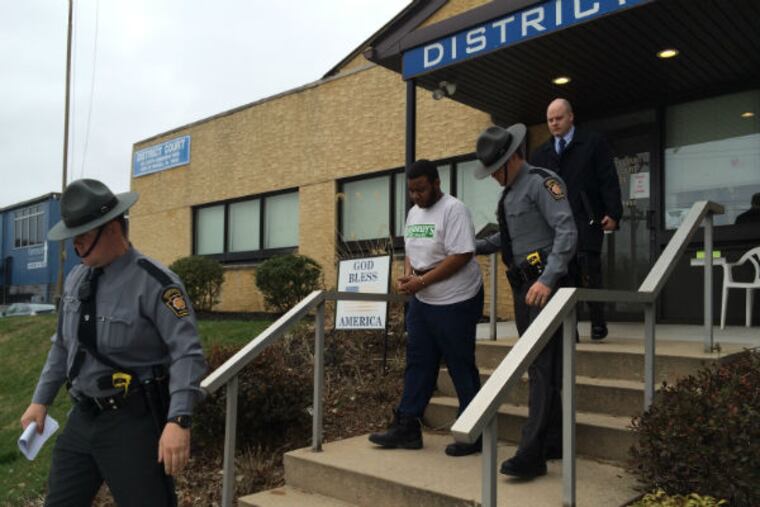 Kymere Corbin, 22, was arraigned Wednesday on weapons and assault charges in Montgomery County after allegedly shooting his father on the Schuylkill Expressway. (Justine McDaniel/Staff)