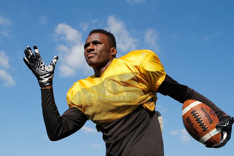 Camden's Demian Thomas is a versatile player who will lead the Panthers against Camden Catholic on Oct. 9. He is shown at the start of practice on Oct. 7, 2015.