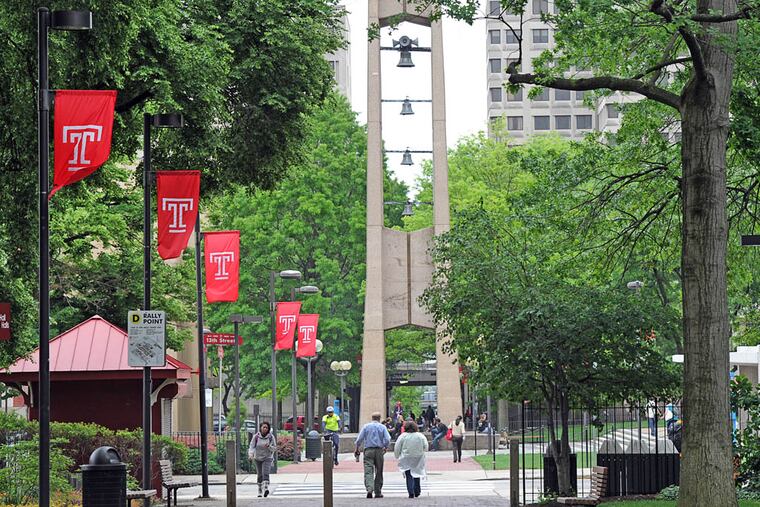 A Campus view of Temple University with the well-known bell tower in the background. ( Sharon Gekoski-Kimmel / Staff Photographer ) May 18, 2011. Editors Note: PTEMPLE22 1/4