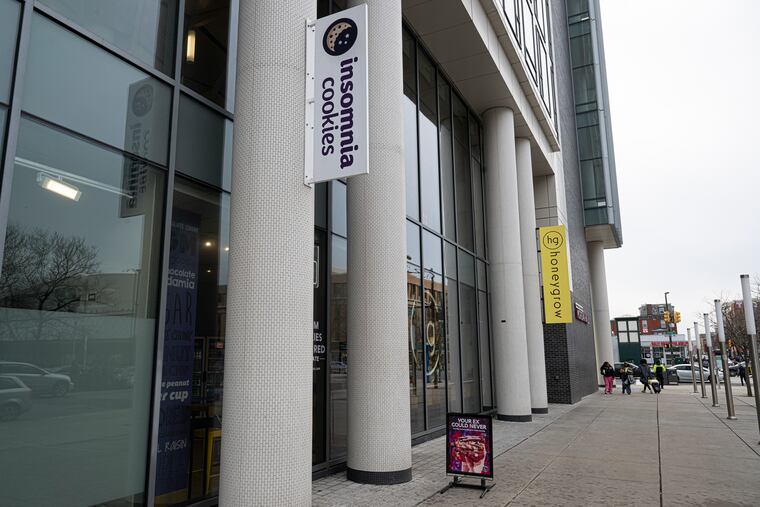 Insomnia Cookies is shown on the 1300 block of Cecil B. Moore Avenue, in Philadelphia, Pa. Monday, February 3, 2025. Philadelphia and Temple University police are investigating an incident where two people posing as ICE agents disrupted a business on campus on Saturday night, according to the school.