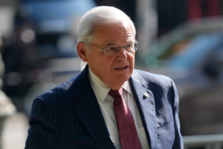 Sen. Bob Menendez, D-N.J., enters federal court in New York on Tuesday, July 16, 2024.