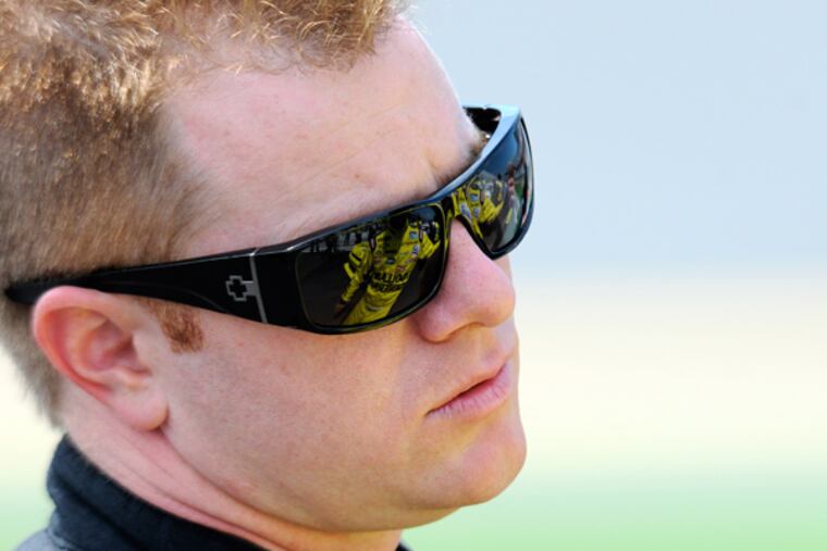 FILE - In this July 1, 2011 file photo, Jason Leffler looks on during qualifying for the NASCAR Nationwide Series Subway Jalapeno 250 auto race at Daytona International Speedway in Daytona Beach, Fla. Leffler died after an accident in a heat race at a dirt car event at
Bridgeport Speedway in Swedesboro, N.J., Wednesday night, June 12, 2013, New Jersey State Police said. (AP Photo/Phelan M. Ebenhack, File)