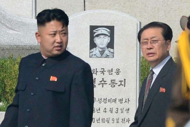 North Korea's Kim Jong Un (left), in July with his uncle Jang Song Thaek, who has since been executed.