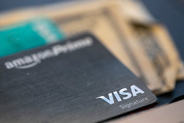 A Visa logo on a credit card. The number of lawsuits over unpaid loans and credit card bills are growing in the U.S., according to a new study from Pew Charitable Trusts.