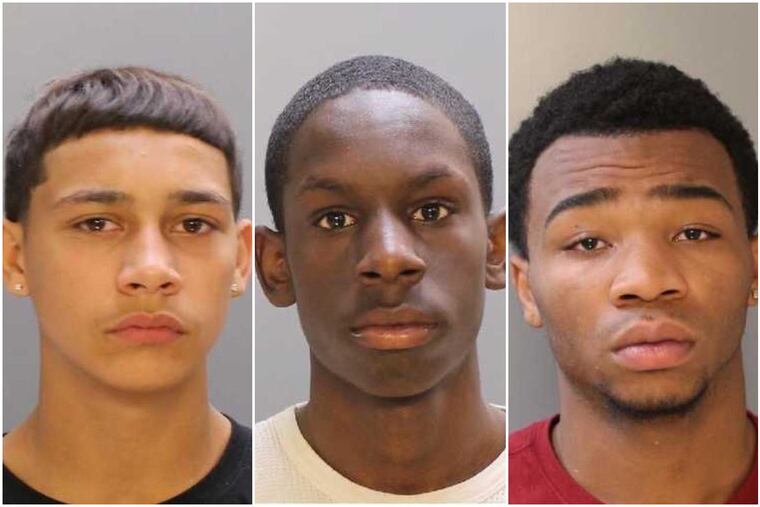 Brandon Conrad, 14, Malik Page, 16, and Emmanuel Harris, 17, (l-r) have been charged as adults.