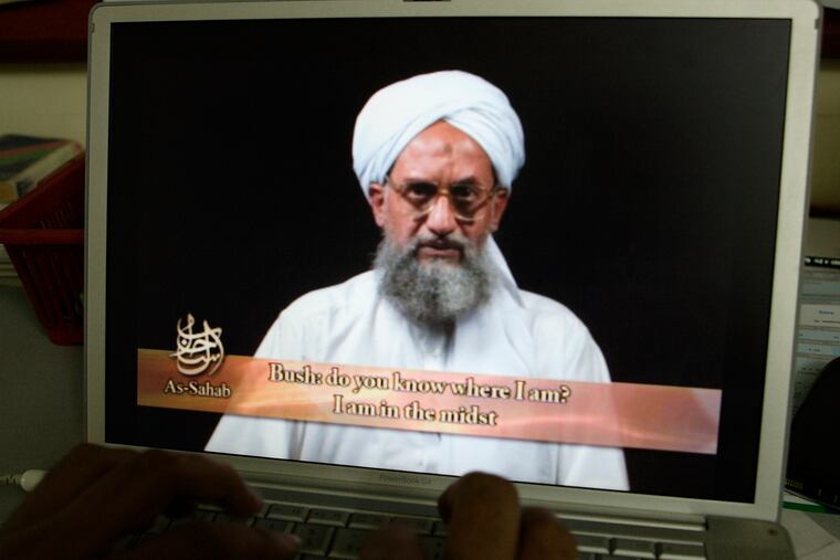 FILE - As seen on a computer screen from a DVD prepared by Al-Sahab production, al-Qaida's Ayman al-Zawahri speaks in Islamabad, Pakistan, on June 20, 2006. Al-Zawahri, the top al-Qaida leader, was killed by the U.S. over the weekend in Afghanistan. President Joe Biden is scheduled to speak about the operation on Monday night, Aug. 1, 2022, from the White House in Washington.