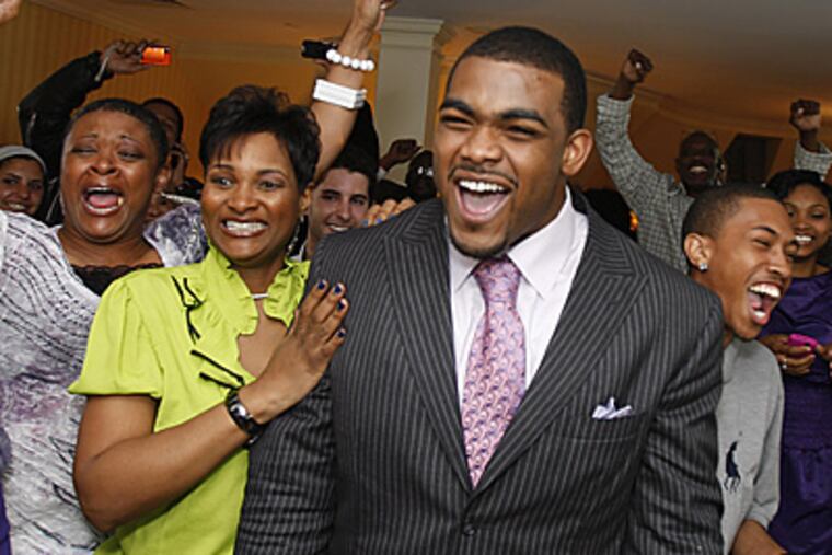 Brandon Graham, a defensive end from Michigan, was drafted by the Eagles in the first round of the NFL Draft. (Kirthmon F. Dozier / Detroit Free Press)
