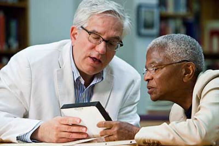 Penn historian Mary Frances Berry, right, with Wes Cowan, host of "History Detectives. (Skip Bolen)