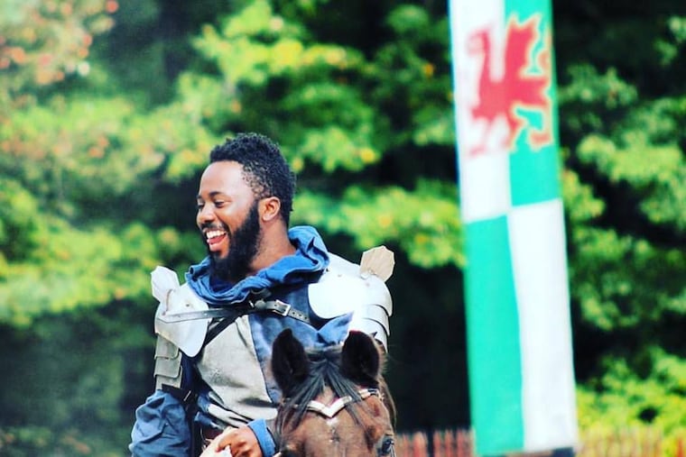 Joe Penn as Sir Joseph, the Master of Arms, at the Pennsylvania Renaissance Faire, during the tournament joust.