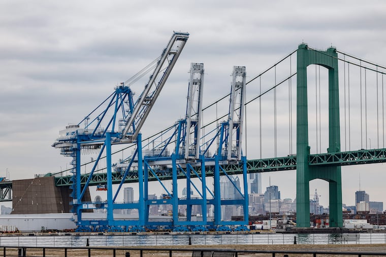The Port of Philadelphia's Packer Avenue Marine Terminal near the Walt Whitman Bridge in January.