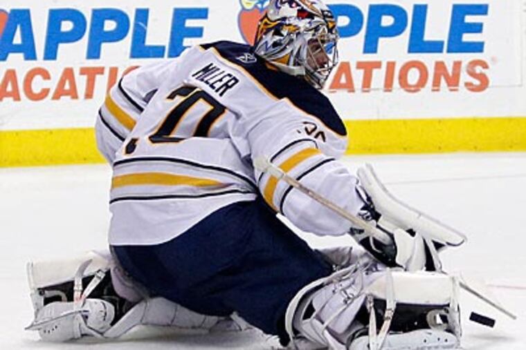Sabres goalie Ryan Miller shut out the Flyers in Game 1 of their playoff series on Thursday. (Yong Kim/Staff Photographer)