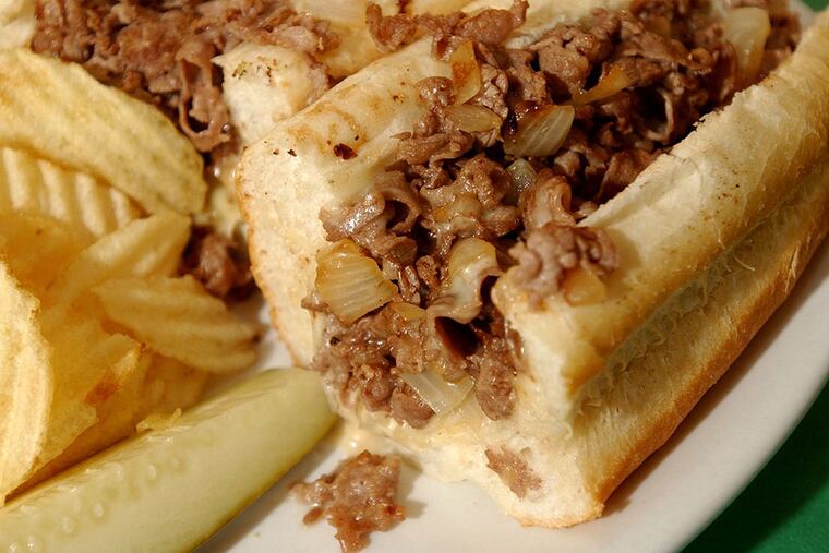 A cheesesteak on an Amoroso roll. (Rose Howerter/file photo)