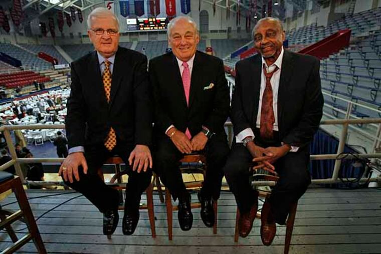 Three Philadelphia coaching icons (from left): Speedy Morris, Rollie Massimino, and John Chaney on Jan. 29, 2010.