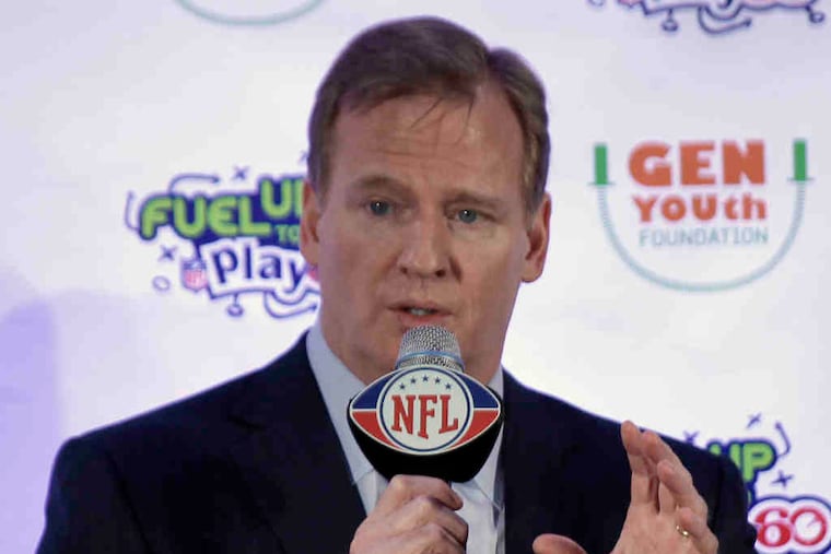 Bengals receiver Chad Ochocinco, left, crashed commissioner Roger Goodell's news conference Friday to ask how close the two sides are to a contract resolution. Goodell, right, indicated that talks with the union are progressing.