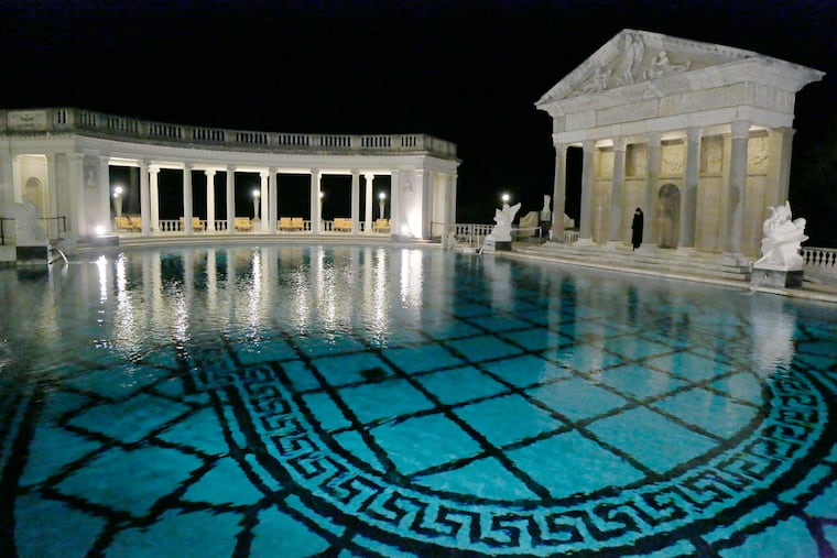The Neptune Pool at Hearst Castle is famous for its sweeping colonnades and Italian relief sculptures.