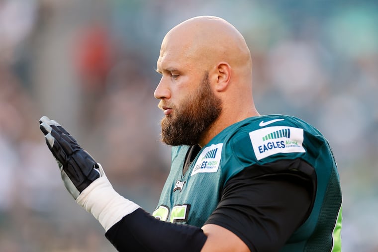 Eagles offensive tackle Lane Johnson during open practice at Lincoln Financial Field on Sunday.