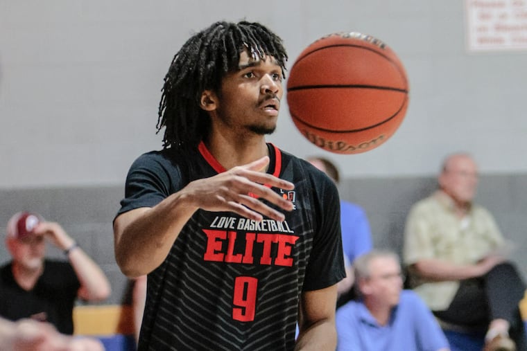 Christian Kirkland playing for Love Basketball Elite at the Donofrio Classic in Conshohocken on April 13.